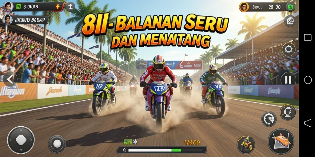 Tampilan gameplay 8II yang seru saat balapan.