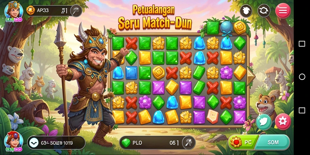 Gameplay seru mencocokkan permata di API33.