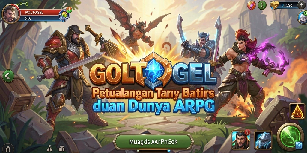 Screenshot gameplay GOLTOGEL menampilkan karakter bertarung melawan monster di dunia fantastis.