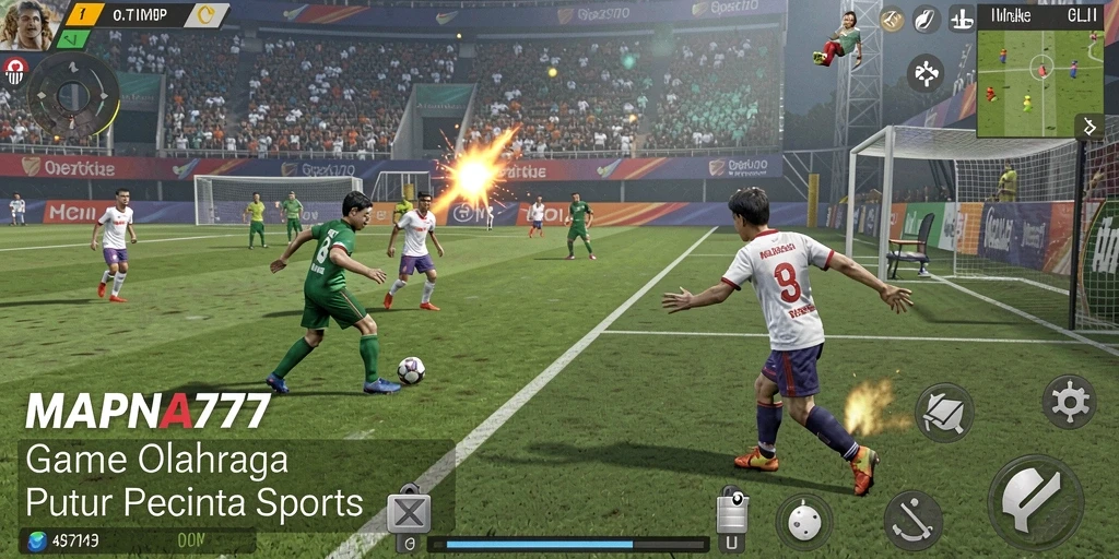 Screenshot menunjukkan aksi mendebarkan di lapangan olahraga MAPNA777.