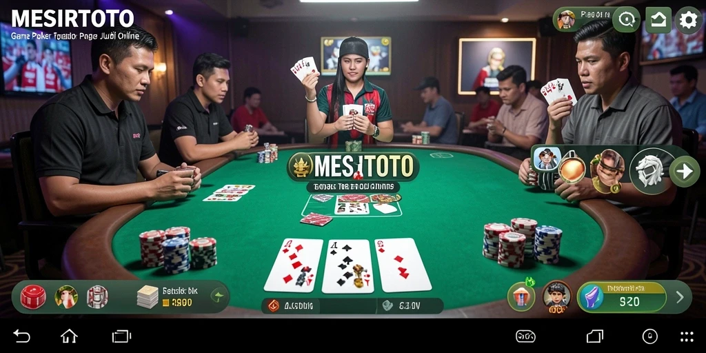 Tampilan gameplay MESIRTOTO dengan suasana poker yang intens.
