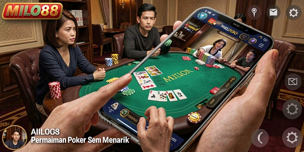 Tampilan gameplay Poker yang seru di MILO88, siap untuk dimainkan.