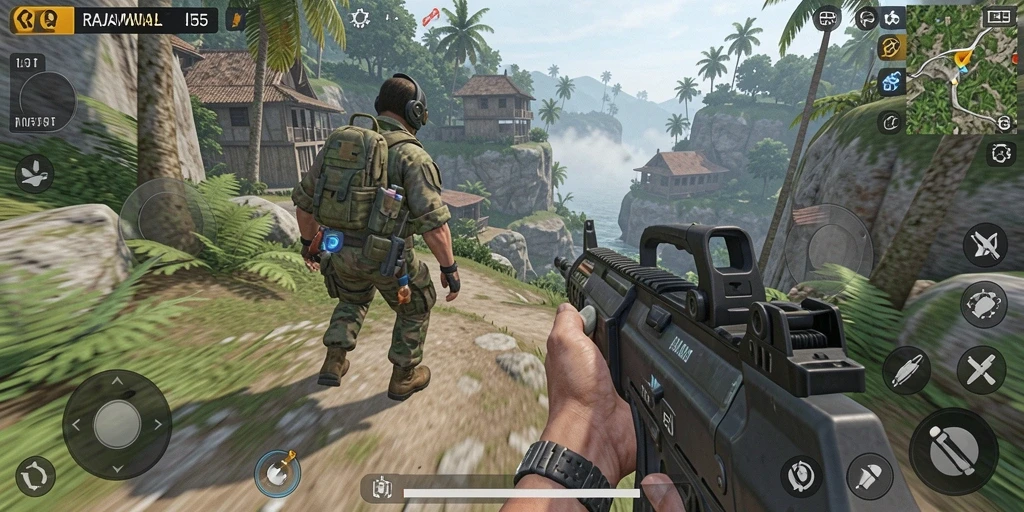 Tangkapan layar menunjukkan aksi seru dalam game TPS RAJAWALI55.