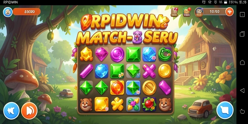 Screenshot gameplay RPIDWIN menampilkan aksi mencocokkan objek Match-3.