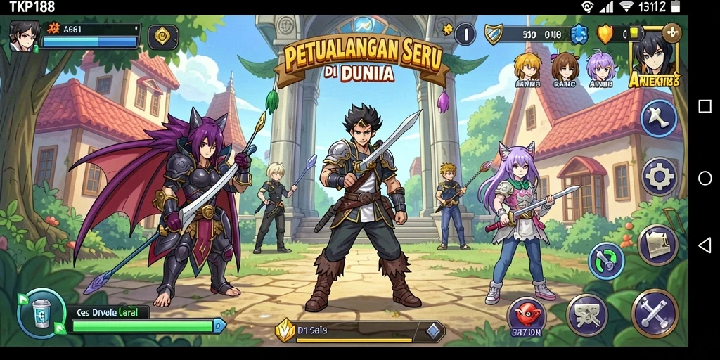 Screenshot utama TKP188 menampilkan pertarungan epik di dunia Anime.